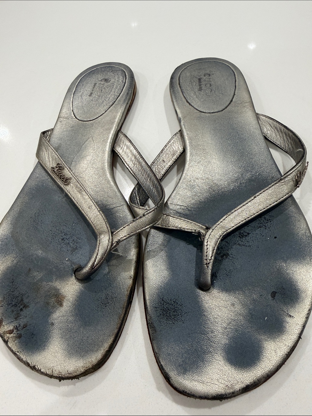 Gucci- Metallic Silver Women's Flip Flop Sandals